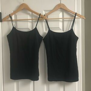 Set of 2 Black- Gap Fitted Cami Interior Bra Tank Spaghetti Straps Top- Medium
